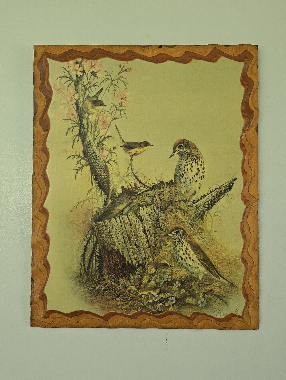 Vintage Woodland Songster print by Ruane Manning Art Birds Rustic Wood Decor Mcm - Picture 1 of 13
